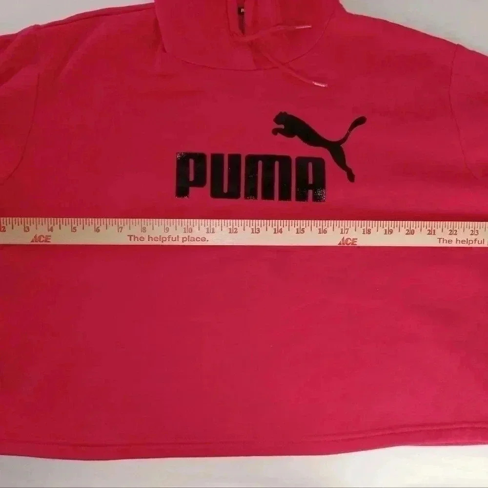 Puma Pullover Hoodie Women's Casual  Outwear Logo  Pink Cropped  XL Top - Picture 6 of 10